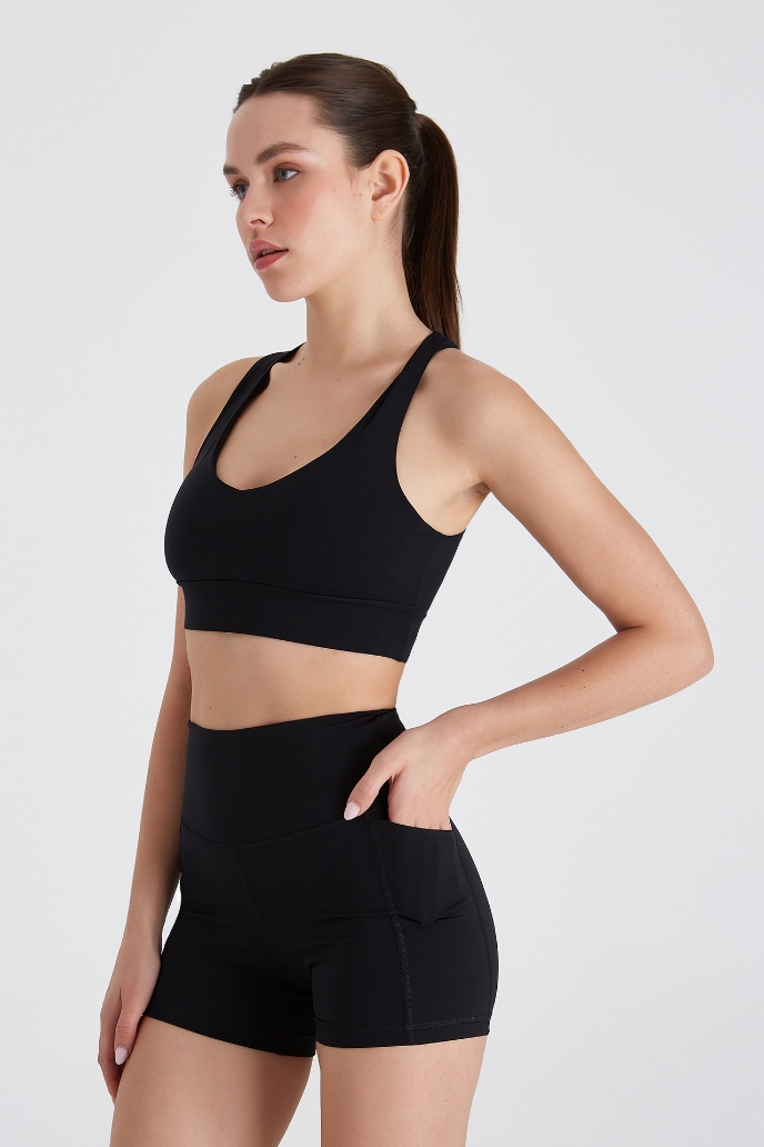 Helen Cepli Şort Tayt Helen Yüksel Bel 11 cm Cepli Şort Tayt